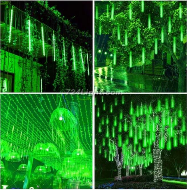 3PCS Pack of Christmas Lights Meteor Shower Rain Lights 8 Tube 12 Inch Waterproof Plug in Falling Rain Fairy String Lights for Halloween Christmas Holiday Party Home Patio Outdoor Decoration
