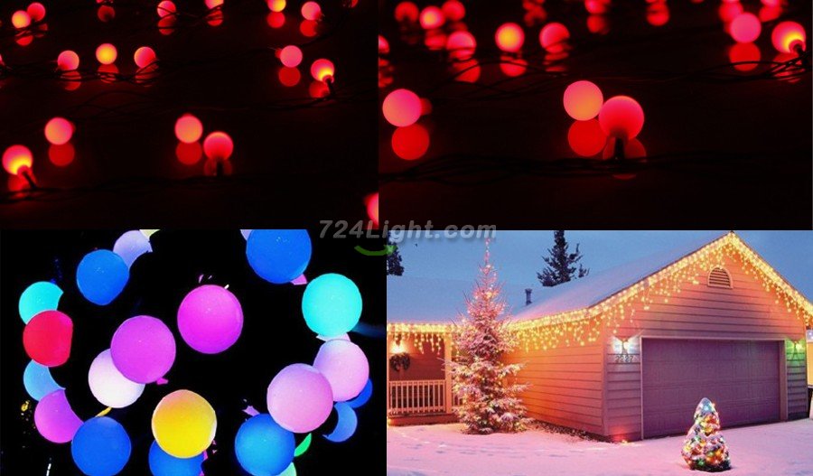 20 Led 16.4ft String Lights LED Large Ball RGB Colorful Christmas Ball String Light Outdoor LED Lights