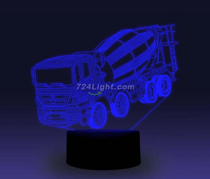 Transportation Images 3D Illusion LED Night Light w/ 16 Colors Remote Touch Switch Adjustable Brightness for Kids Bedroom Decoration