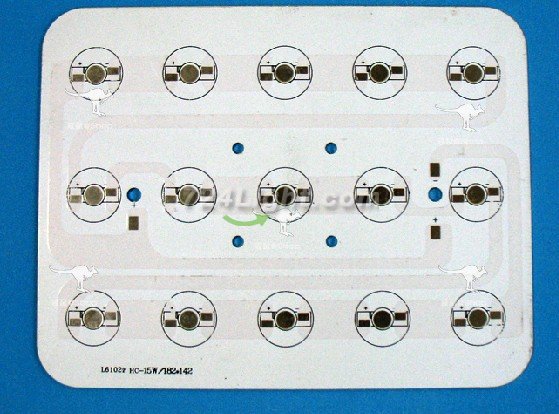 15W 182x142mm LED High Power Rectangular Aluminum Plate 15 Series Connections