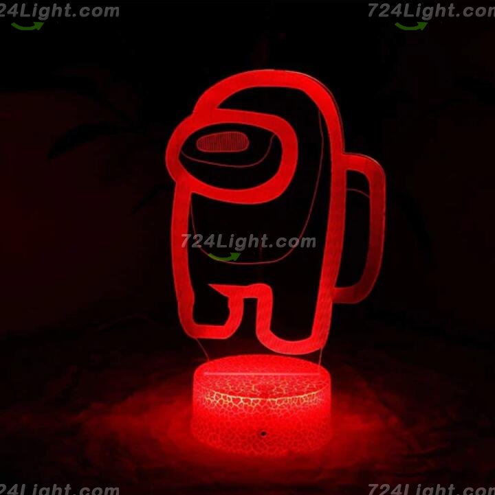 Among Us Toys 3D LED Multicolor Night Light w/ 16 Colors Remote Touch Switch Adjustable Brightness for Kids Bedroom Decoration