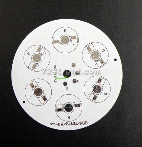 6W RGB LED High Power Aluminum Plate 2 Series Connections Common Anode Diameter 84mm Buried Lights Circuit Board