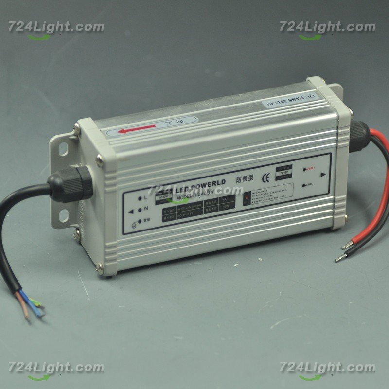 60 Watt LED Power Supply 12V 5A LED Power Supplies Rain-proof For LED Strips LED Light