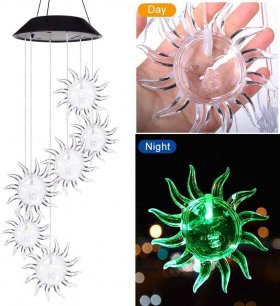 Outdoor Solar Sunflower Wind Chime Lights for Garden, Patio, Party, Yard, Window, Outdoor Decorations