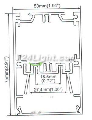 1 Meter 39.4" Suspended LED Aluminum Profile LED Channel 75mm(H) x 50mm(W) suit for max 27.4mm width strip light