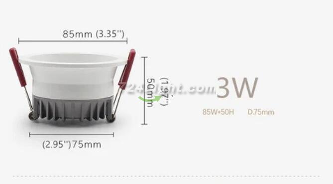 3W/5W/7W/9W Anti-glare, Antifog Dimmable LED Downlight CRI80 Deep Concave Ceiling Light-DFX Series