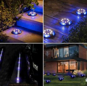 Solar Ground Lights, 12LED Solar Outdoor Lights Waterproof Disk Lights for Landscape Pathway Yard Path Lawn decoration (8 Pack)