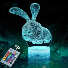 Animal Images 3D Illusion LED Night Light w/ 16 Colors Remote Touch Switch Adjustable Brightness for Kids Bedroom Decoration