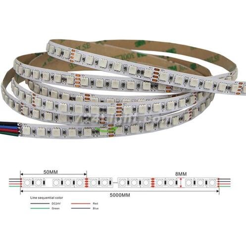 8mm RGB LED Strip Lights, 16.4FT/5Meter SMD4040 600LEDs/Roll, DC24V