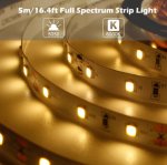 16.4FT 5Meter SMD5050 300LED 12V 60W True Color CRI95+ Full Spectrum Natural Light LED Strip Light