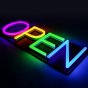 Rainbow Open Neon Sign 20inx7in LED Colorful Open Sign w/Remote Controller, Multicolor Light Sign for Business, w/Hanging Chain for Shop Windows, Direct Plug-In w/ 12V Adapter