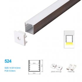 14.5*14.5MM Surface Mounted LED Aluminum Profile with Flat Cover for LED Strip Lighting System