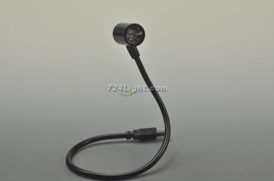 Black Flexible USB LED Reading Light Lamp for Computer Laptop Notebook PC Metal Snake