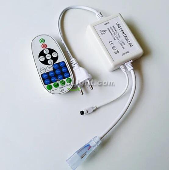 750Watt LED Dimmer for AC110V/220V LED Strip Light, Wireless Remote Control Dimmer with 2 Prong Outlet, Timer Switch