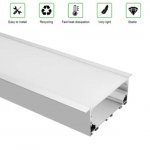 2 Pack H7635A Big Aluminum Extrusion Channel for Flush Mounting Linear Office Lighting System