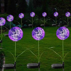 Solar Dandelion Garden Lights, Outdoor LED Waterproof Lights for Garden Backyard Lawn Landscape Decoration (2 Pack)