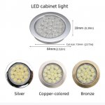 4pcs Pack Round LED Under Cabinet Lighting Stainless Steel LED Puck Light 2W 12VDC, 3 Switches Optional Controllable Puck Light for Motorhome, Caravan, Truck, Kitchen, Wine Cabinet, Wardrobe