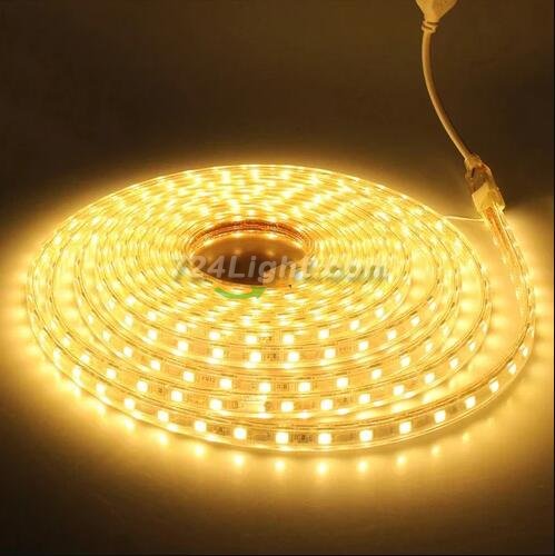 AC 110V 220V SMD5050 High Voltage Flat Strip Light 60 LEDs Per Meter 12mm Width with Wall Outlet Power Plug