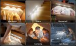 2 Pack 3-Color Dimmable LED Motion Sensor Under Cabinet Light, Rechargeable Magnetic Wireless Under Counter Lighting for Kitchen Bedroom Closet Cupboard Wardrobe Stairs Corridor