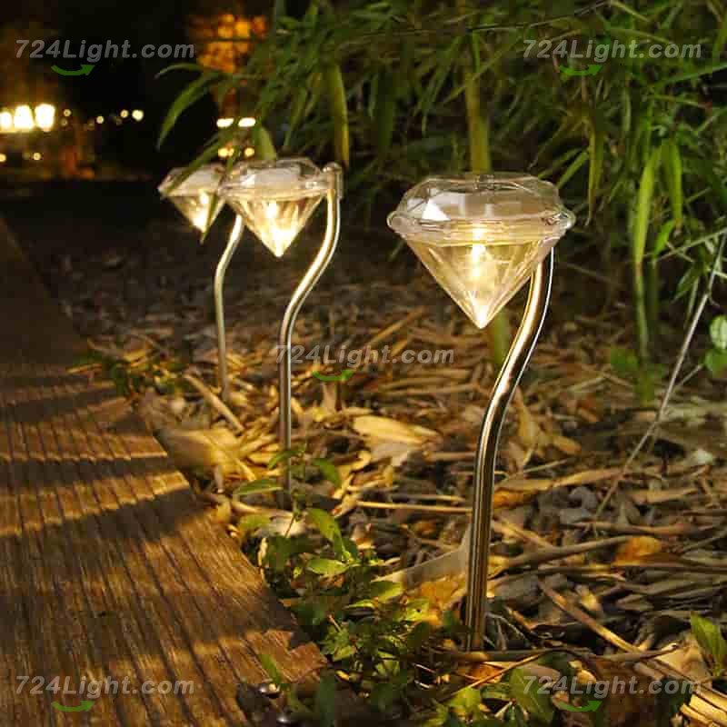 Outdoor Solar Diamond Lights, 2 Pack Solar Lawn Lights for Garden Terraces, Flowerbeds, Lawn Paths