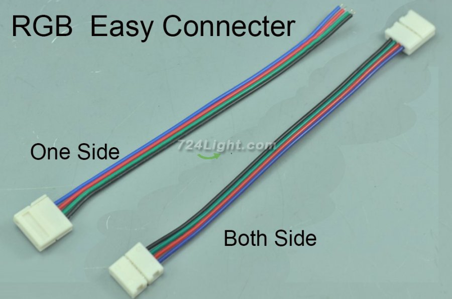 LED RGB Strip 10mm 4Pin Connector For 3528/5050 Multicolor LED Strip Easy Connect Cord Clip - Click Image to Close