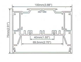 Super Wide 69.5mm LED Channel Slim LED Profile(H):75mm x 100mm(W) 1 meter (39.4inch) LED Line lighting Channel