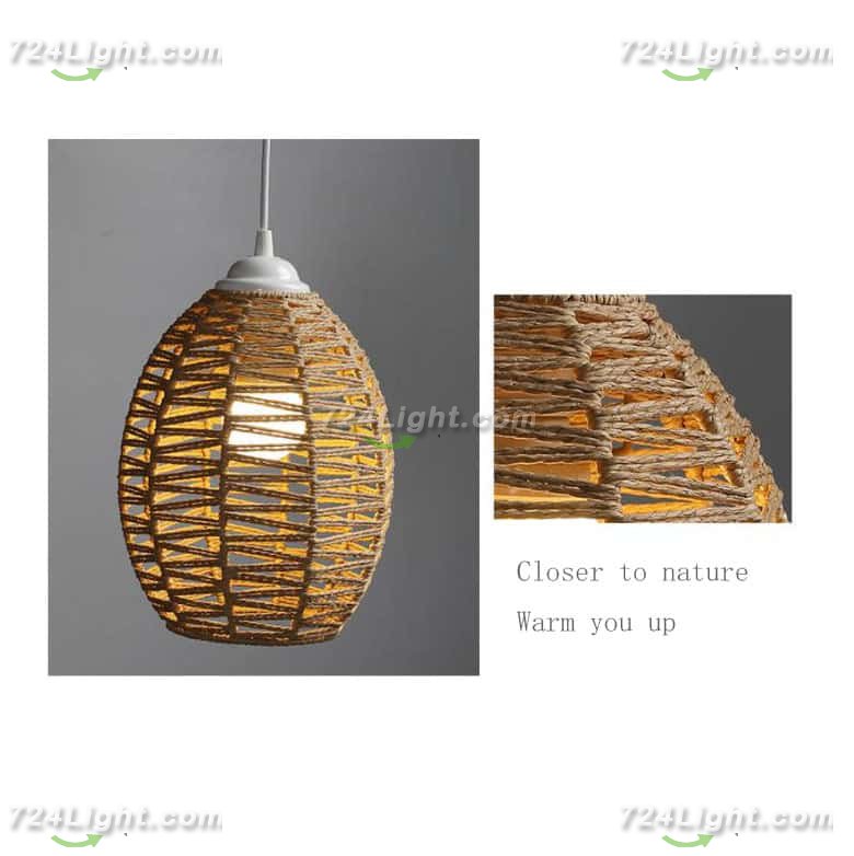 Braided Chandelier Hand-woven Rattan Chandelier Wicker Rattan Lampshade Lamp