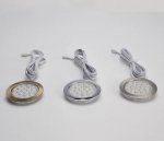 4pcs Pack Round LED Under Cabinet Lighting Stainless Steel LED Puck Light 2W 12VDC, 3 Switches Optional Controllable Puck Light for Motorhome, Caravan, Truck, Kitchen, Wine Cabinet, Wardrobe