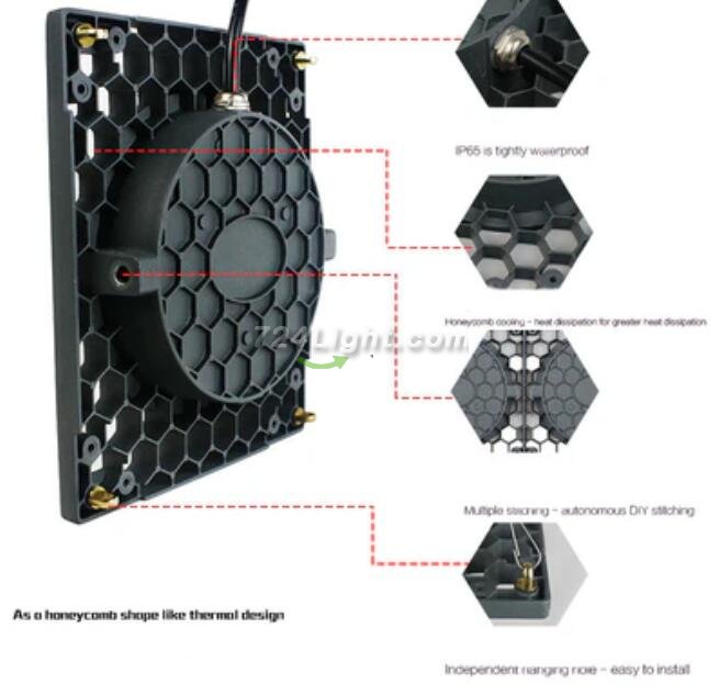 50W IP65 Full Spectrum Purple LED Grow Light Suspending Panel Light for Hydroponic and Medical Plant Cultivation