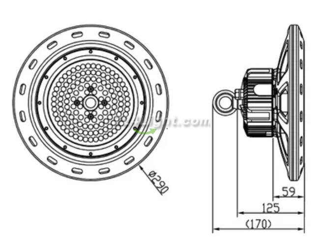 100W UFO LED High Bay Light Fixture 9000LM CRI>80 IP65 Waterproof 100-277VAC Non-Dimmable for Warehouse & Supermarket