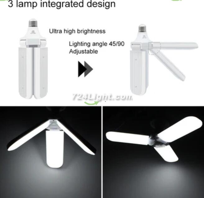45W Deformable LED Garage Ceiling Lights 4500LM 6500K White 400 Watt Equivalent CRI80+ E26/E27 Base