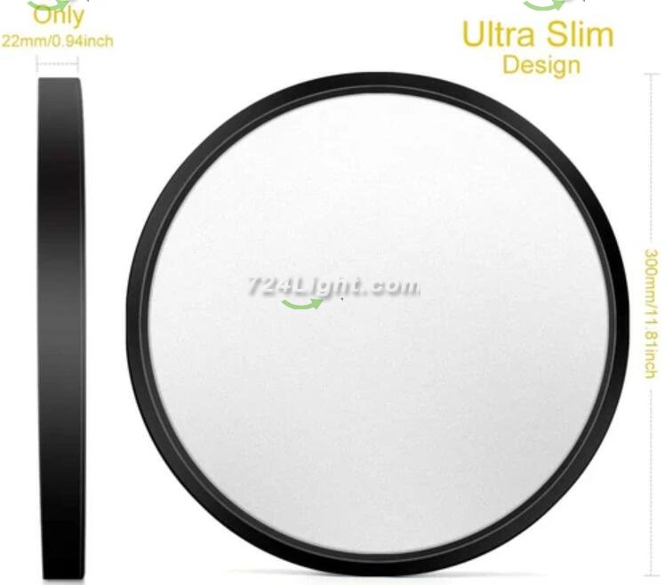 2 Pack 12 Inch 24W Flush Mount LED Ceiling Light 2800 LM Black Round LED Ceiling Lamp