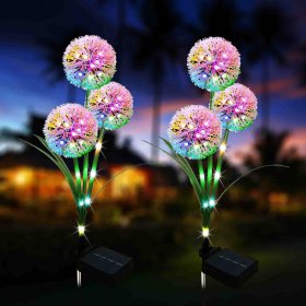 Solar Dandelion LED Lights for Your For Garden, Patio, Yard, Landscape Decor - 2 Pack