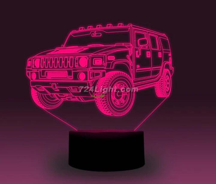 Transportation Images 3D Illusion LED Night Light w/ 16 Colors Remote Touch Switch Adjustable Brightness for Kids Bedroom Decoration