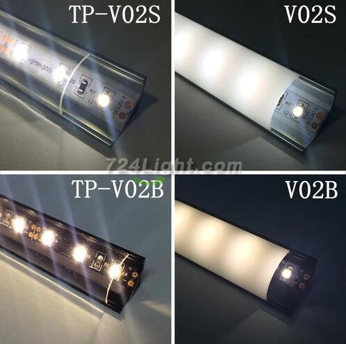 Silver Corner LED Aluminum Profile V02 16x16mm V-Shape Curved Cover Corner Mounting Aluminum Channel