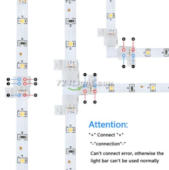 LED Strip Connector Kit for 3528/2835/5050 2 Pin Single Color LED Strip Lights, Includes 10x Gapless Connectors, 10x L Shape Connectors and 5X T Shape Connectors for Different DIY Connecting Needs