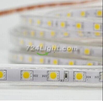 AC 110V 220V SMD5050 High Voltage Flat Strip Light 60 LEDs Per Meter 12mm Width with Wall Outlet Power Plug