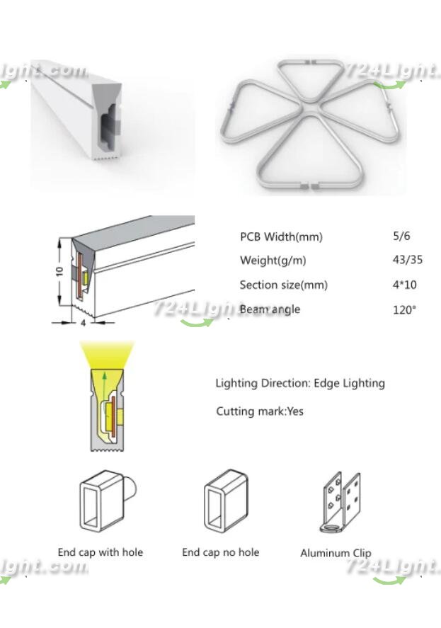 1M/5M/10M/20M Pack of T0410 LED Neon Light Housing Kit with End Caps and Mounting Clips, Flexible Neon Channel Fit for 5mm Wide LED Strip Lights