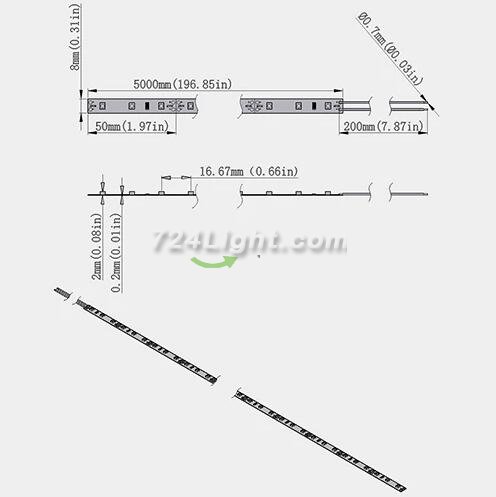 365nm 370nm SMD3528-300 12V 2A 24W UV LED Strip Light Tape for Curing, Currency Validation