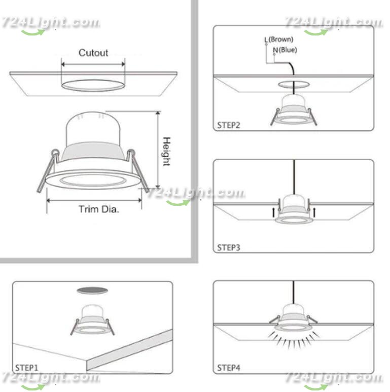 10 Pack 7W 500LM Dimmable Antifog LED Downlight CRI80 Flat Diffuser Ceiling Light -3-3/8'' Cutout