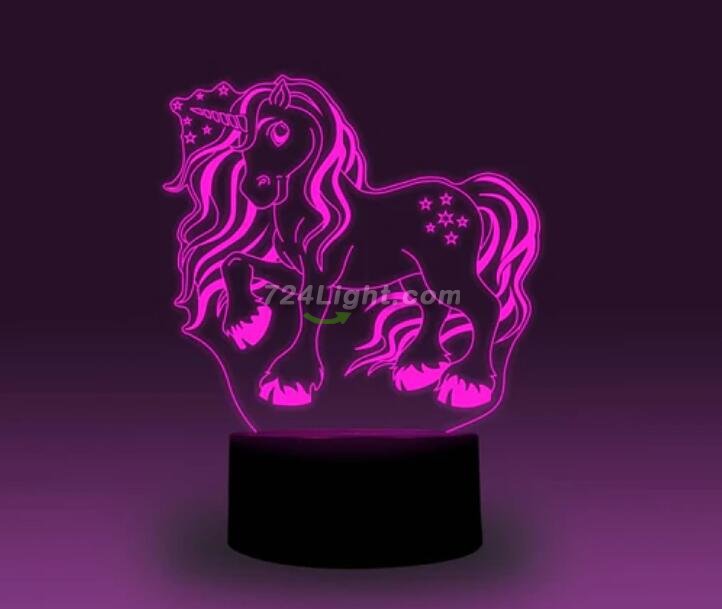 Animal Images 3D Illusion LED Night Light w/ 16 Colors Remote Touch Switch Adjustable Brightness for Kids Bedroom Decoration