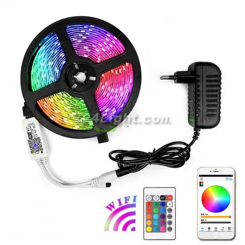 16.4FT/5Mtr 150LEDs RGB LED Strip Light Kit SMD5050 30LEDs/Mtr, WiFI Wireless, Smart APP controlled