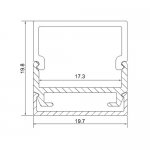 LED Channel aluminum LED Profile for Ceiling (WxH):16.9 mm x 13 mm 1 meter (39.4inch) LED Profile