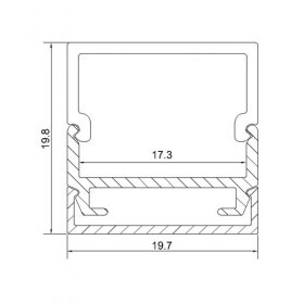 LED Channel aluminum LED Profile for Ceiling (WxH):16.9 mm x 13 mm 1 meter (39.4inch) LED Profile