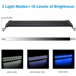 Aquarium LED Light for Freshwater Fish Tank w/ Extendable Bracket, White Blue LED