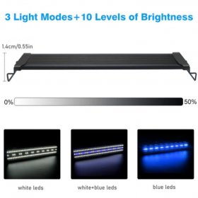 Aquarium LED Light for Freshwater Fish Tank w/ Extendable Bracket, White Blue LED