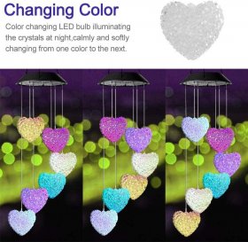Solar Wind Chime Lights,Color Changing Heart-shaped Solar Hanging Wind Chime Lights for Patio Garden Window Festival Gifts