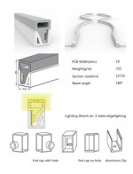 1M/5M/10M/20M Pack of T1220 3 Sides Edge Lighting LED Neon Light Housing Kit with End Caps and Mounting Clips, Flexible Neon Channel Fit for 10mm Wide LED Strip Lights