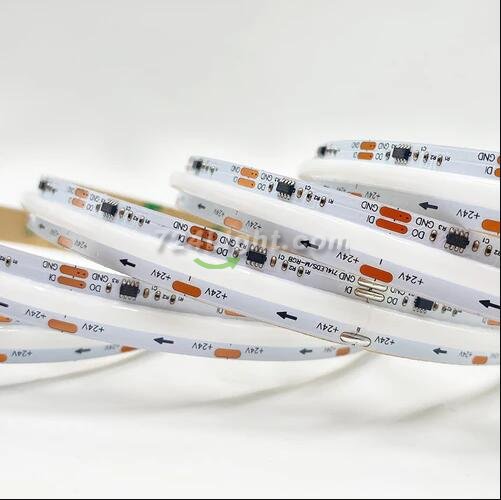 FCOB WS2811 IC RGB Chip Flexible High Density Chasing Color LED Strip DC24V 720LED/m 16.4FT 100IC 12mm Width Dream Color LED Tape for Indoor DIY Decoratio(NO Adapter or Controller)