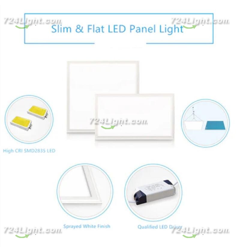 2'x4' (595x1195mm) 60W LED Panel Light in 0.39'' (10mm) Thick White Trim Flat Sheet Panel Lighting Board Super Bright Ultra Thin Glare-Free